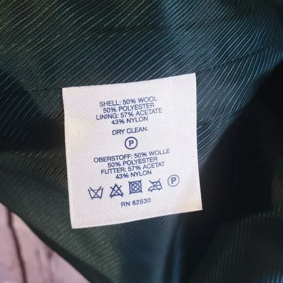 Land's End Vintage Wool Coat Y2K Green Button Snap 16W Womens 90s - Picture 5 of 5